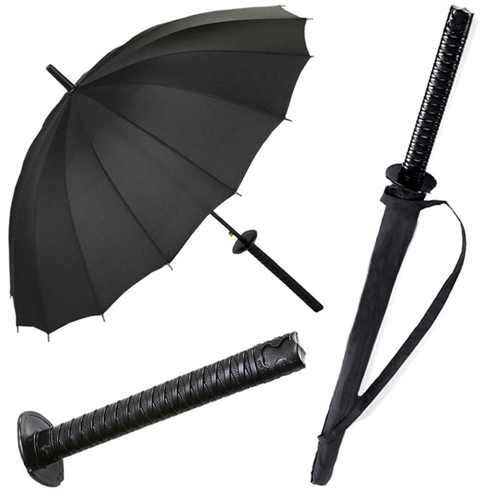 Timiwis Samurai Umbrella Creative Semi-Automatic Katana,Gifts For Cosplay Decoration. Windproof Outdoor Umbrella.Sun Protection Umbrella Black.