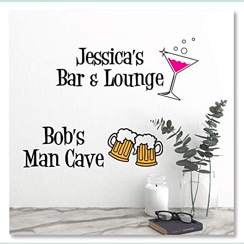 Custom Personalized Vinyl Wall Decal Sticker Bar and Grill Bar and Lounge Man Cave She Shed