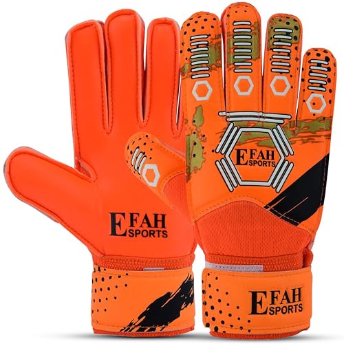 EFAH Sports Gants de Gardien de But de Football pour Enfants, garçons, Enfants, Jeunes – Gants de Gardien de But de Football avec Paumes à Forte adhérence...