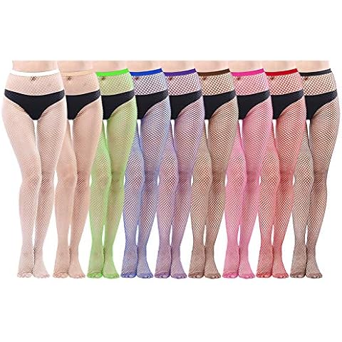 HOVEOX 9 Pairs Fishnet Stockings Fishnet Tights Patterned Fishnets Stockings Lace Patterned Tights Thigh High Pantyhose Cover