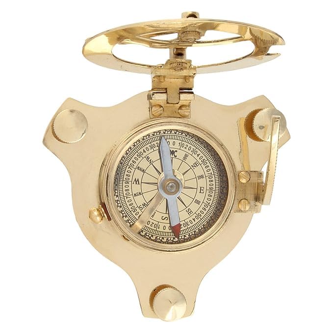 3” Solid Brass Golden Sundial Compass Vintage Nautical Sun Clock Compass Vintage Tool for Hunting/Hiking/Camping,Best Gift for Maritime, Nautical, Hiking & Outdoor Enthusiast-image-41