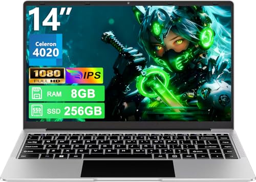 bvate PC Portatile 14 Pollici Computer Portatile 8GB RAM 256GB SSD RPM 600 Notebook Celeron Fino a 2.8Ghz Laptop Win 11 con Mouse Wireless & Adesivi per Tastiera Italiana-Sliver-2