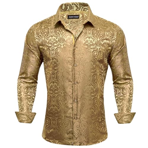 Barry.Wang Mens Casual Long Sleeve Shirts Silk Button Up Novelty Paisley Formal Dress Shirt Western Mexico Cowboy4