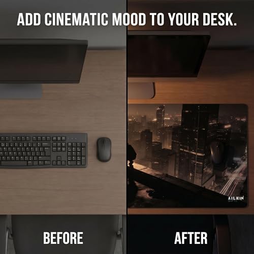 Image of AILKIN Large Gaming Mouse Pad for pc & Laptop, Extended Desk Mat with [58x27cm] City Night Artwork, Non-Slip Mouse Pad for Wireless Mouse & Desk Accessories