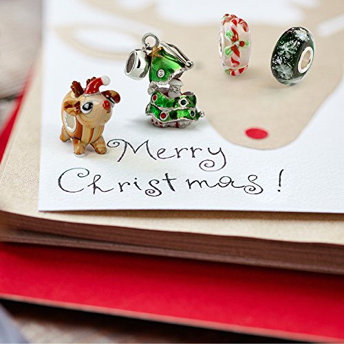 Dijes de plata .925 con cristal de Murano navideño para pulseras 5
