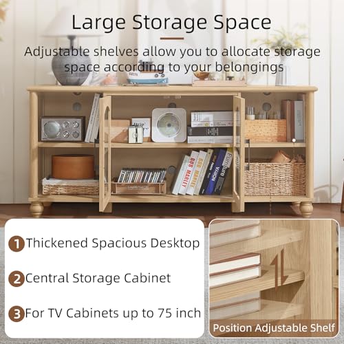 Image of RWYHG Farmhouse TV Stand for 60 in TV, Entertainment Center for Living Room