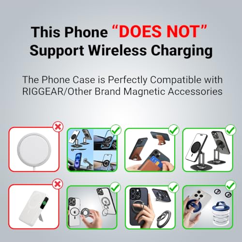 Image of RIGGEAR Shockproof Sleek Hybrid Armor Back Cover Case Compatible with MagSafe Accessories for Samsung Galaxy M35 5G (Smoke Black Matte PC + Black TPU Bumper)