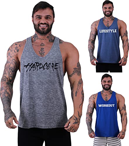 Kit 3 Regata Cavada Masculina MXD Conceito Academia Musculação Treino Gym (M, Opção 18)