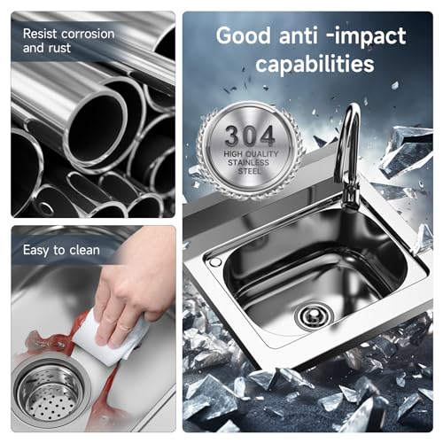 Kitchen-Utility-Sink-Stainless-Steel-Commercial-Restaurant-Sinks-Free-Standing-Single-Bowl-Workstation-with-Faucet-Hose-Drain-Strainer-Legs-for-Shop-Farm-Stable-Hotel-Laundry-Room-Backyard-Outdoor Kitchen Utility Sink Stainless Steel Commercial Restaurant Sinks Free Standing Single Bowl Workstation with Faucet Hose Drain Strainer Legs for Shop Farm Stable Hotel Laundry Room Backyard Outdoor