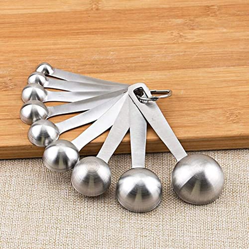 Fichiouy Durable 9Pcs Tablespoon Measuring Spoons Cups Set, Stainless Steel Teaspoon Scale Tool For Measure Liquid And Dry Ingredients #TOP4