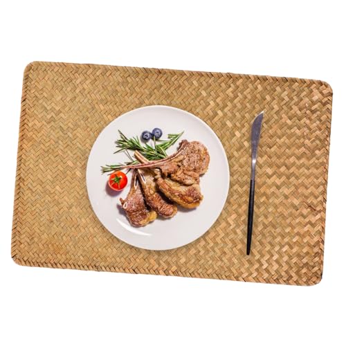 Sets de table herbe de mer rectangulaires résistants chaleur tapis de table rétro 6 pcs - 4