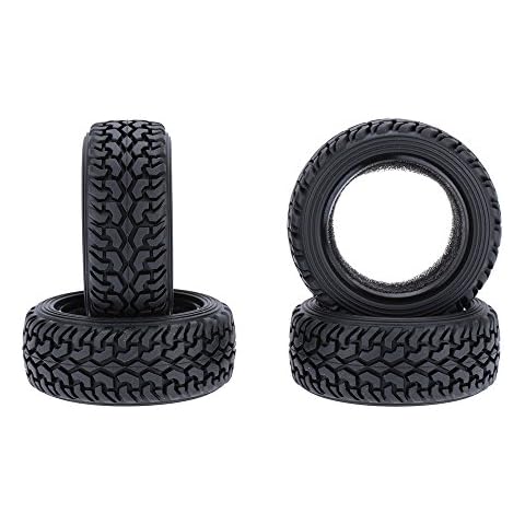 GoolRC 4Pcs Set 1/10 Grain Run Flat Rallye Gummireifen Auto Reifen für Traxxas HSP Tamiya HPI Kyosho RC Rally Model Car Cover