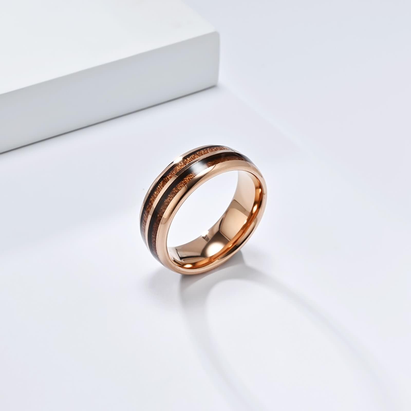 Anillos de Tungsteno con Grabado para Pareja, 6MM/8MM con Grano de Madera Anillos Plata Matrimonio para Hombre