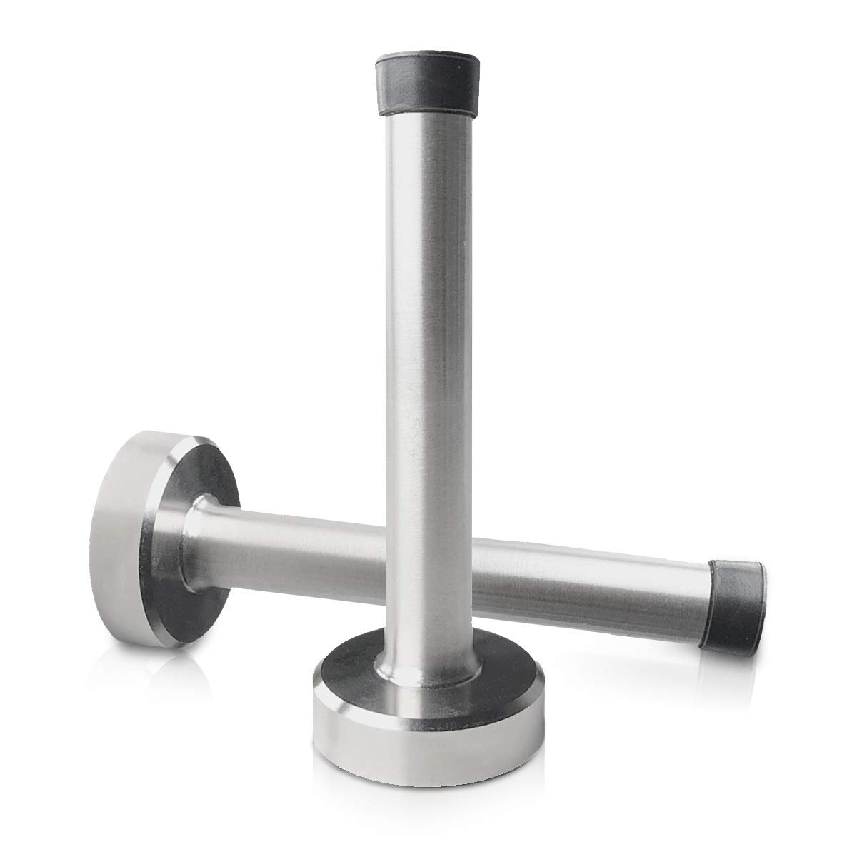 Fermaporta A Muro In Acciaio Inox - Con Tampone Di Gomma, 15 Cm, 3 Metodi Di Montaggio, Protezione Porte E Pareti