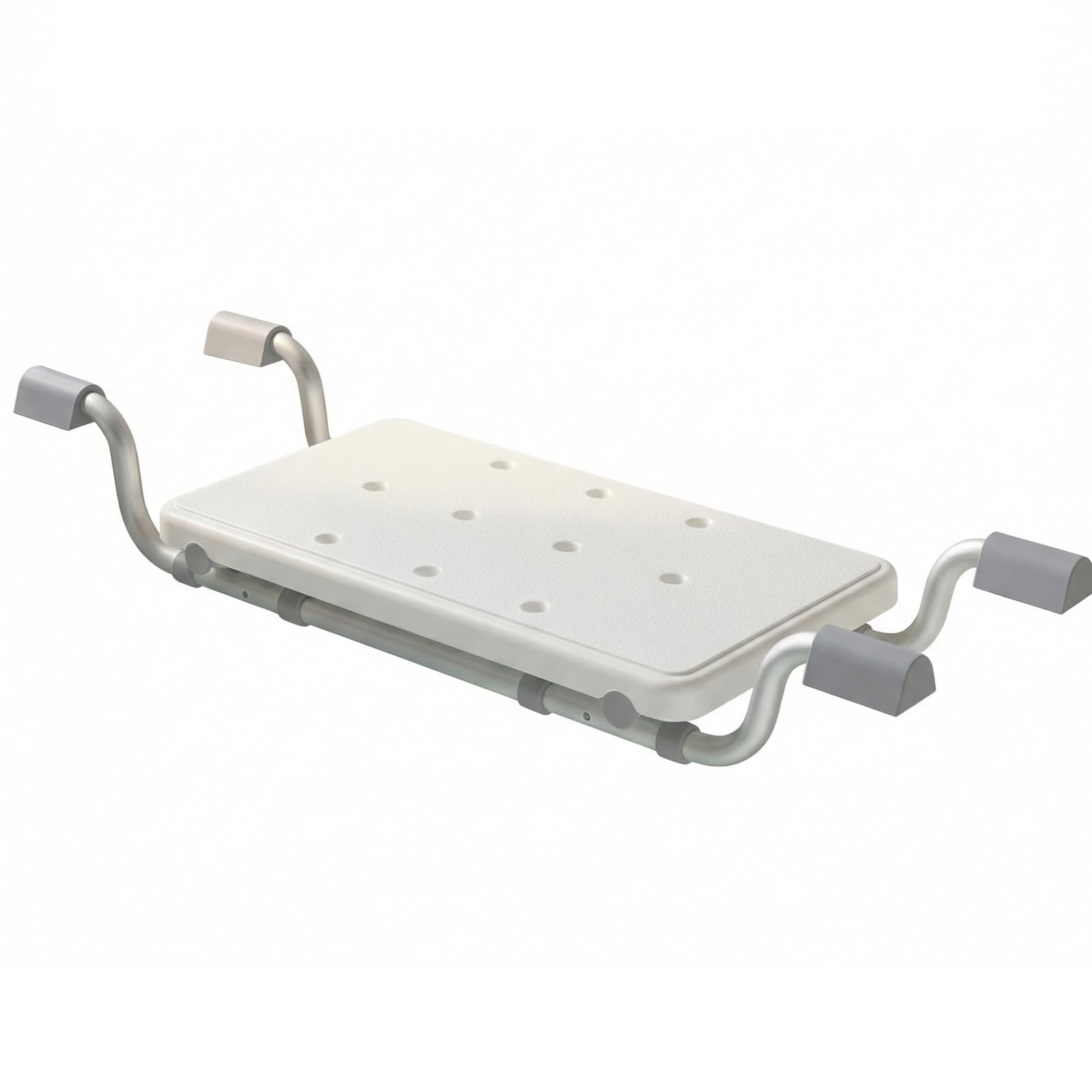 Badewannensitz Senioren Grau mit rutschfesten Auflagen & verstärktem Aluminiumrohr – Stabiles Badewannenbrett bis 120 kg, Verstellbar 71–81 cm