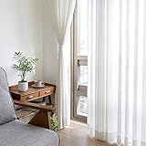 Chiffon Backdrop Curtain 2 Panels 29''x96'' White Living Room Curtains Blackout Voile Sheer Curtains...