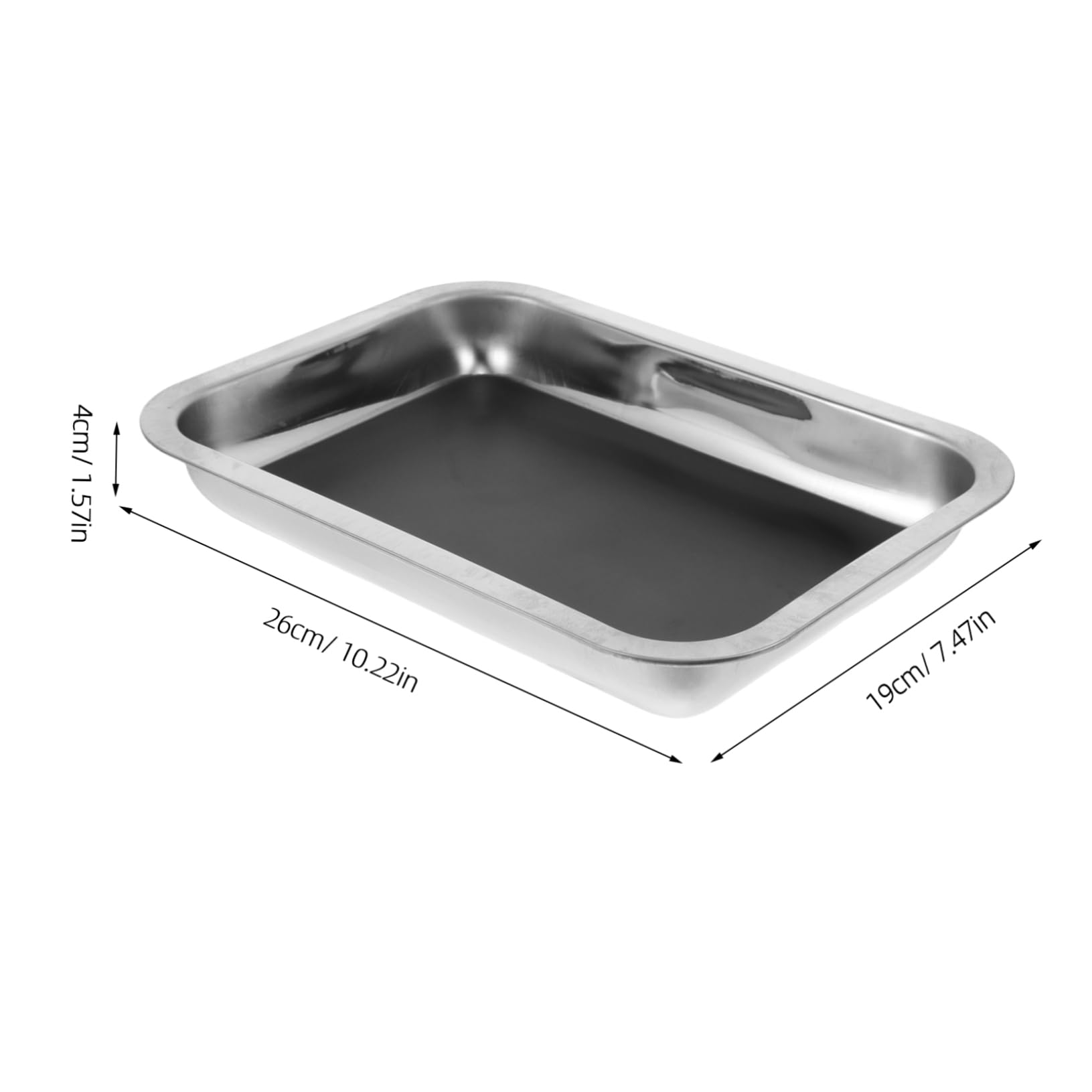 BESTonZON 26x19x4cm Stainless Steel Dissection Tray Lab Instrument Organizer Science Plate Safe for Education Use