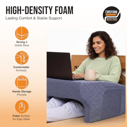 Image of CareFoam Lap Desk Pillow for Bed & Sofa | High Resilience Memory Foam Laptop Cushion with Wide Work Surface, Storage Pockets & Spacious Leg Space | for Work, Study, Gaming & Reading