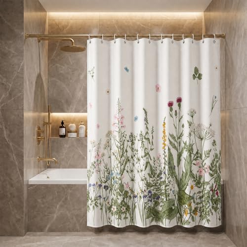 Horaldaily Summer Beige Shower Curtain 72x78in, Art Wildflowers by Horaldaily - Used condition - Image 2