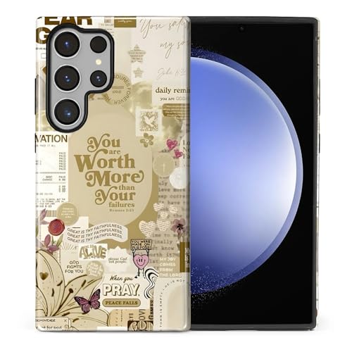 Coque Samsung S23 Ultra anti-chute avec motif croix biblique pour femme