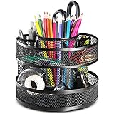 Halter Steel Mesh Spinning Desk Sorter - Rotating Pencil Holder - Black