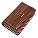 Balidiya Men Clutch Purse Bag Leather Wallet Card Holder Business 2 Zipper Brown