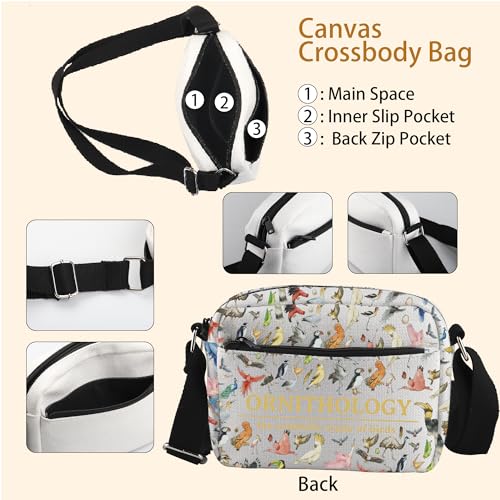 WCGXKO Ornithology Birds of the World Crossbody Bag Birder Gift Bird Nerd Gift Bird Watching Gift Ornithologist Gift3