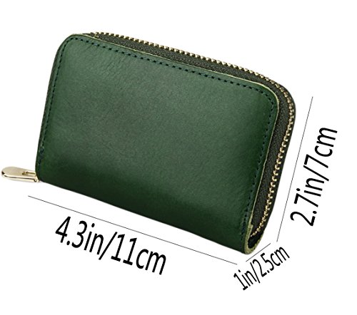 Genuine Leather Wallet for Men Short Slim Front Pocket RFID Auto Pop up Travel Thin Card Holder (Green)3