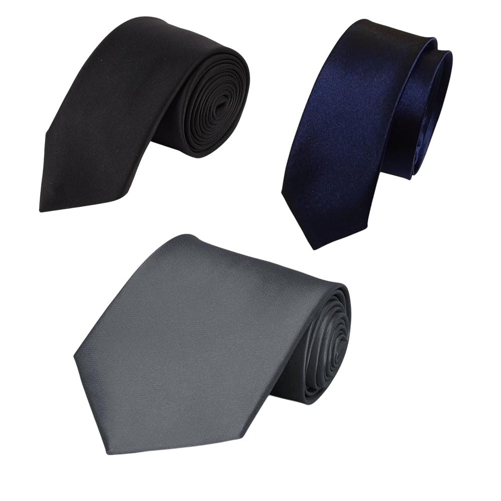 austora 2.5-Inch Satin Tie for Men | Premium Slim Necktie for Formal, Business, Wedding & Party Attire | Soft, Stylish Tie (Combo of 3-picture-10
