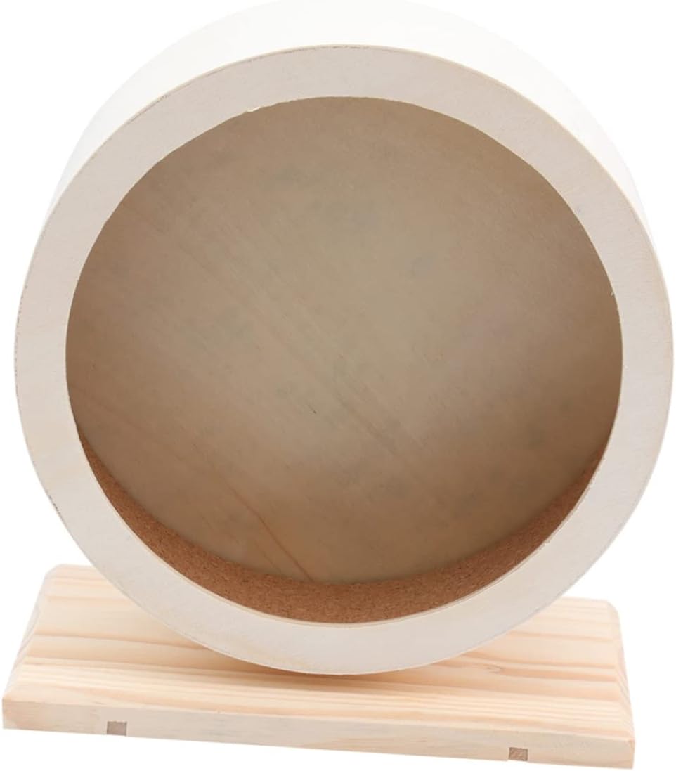 Durable Solid Wood Hamster Wheel Non-Run Disc Pet Exercise Toy for Dwarf Hamsters Hedgehogs Small Animals 12.6 Inches