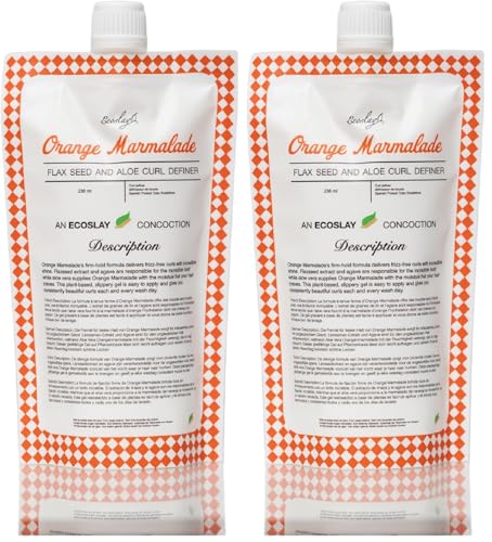 Ecoslay Orange Marmalade Curl Definer Gel - Long-lasting Hold for Wavy, Curly, Coily, and Kinky Hair - Curl Styling Gel for Women (Pack of 2)