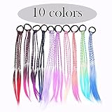 Package: the braiding hair pieces are designed in 10 different gradient colours; with the colourful braid hair pieces, you can make different haircuts; the hair extensions are designed with elastic hair rope, just tie your hair with this braided hair band, fashion and cool.