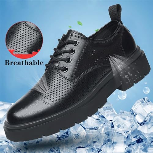 Dress Oxford for Men's Hollow Platform Lace-up Vegan Leather Plain Toe Office Casual Rubber Sole Anti-Slip Shoe2