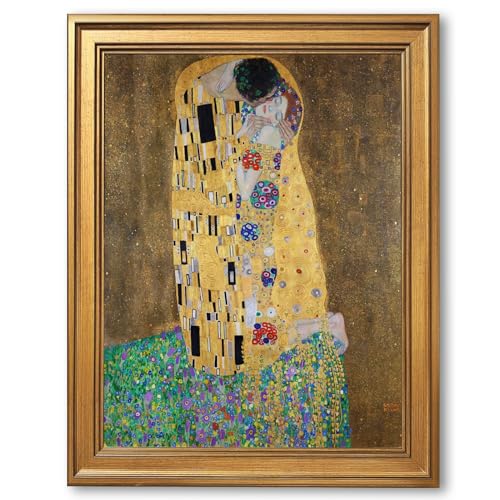 Gold Framed The kiss by Gustav Klimt Poster Romantic Symbolist
