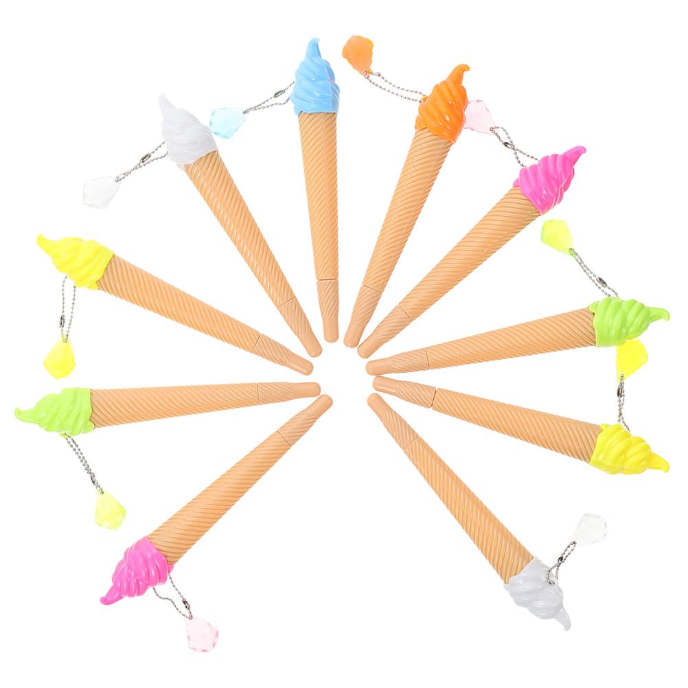 FUNOMOCYA Gel Ink Signature Pens 10pcs Ice Cream Shaped Writing Pens Adorable Students Stationery with Plastic and Metal, Comfortable Ergonomic Design for School and Office Use Random Color