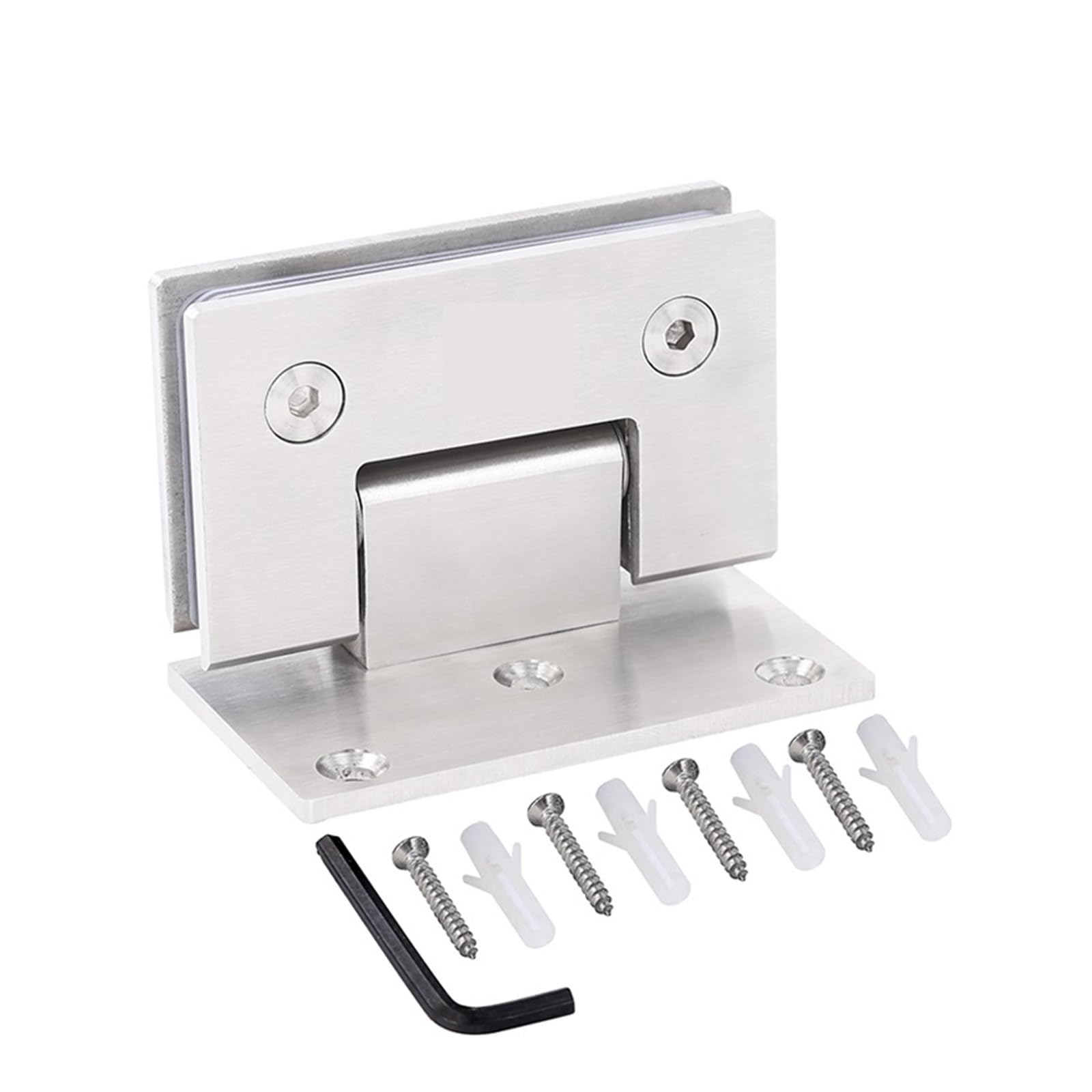 AUNANGLJSCS 1 PCS Glass Door Bathrooms Stainless Steel 304 Wall Mount Fixing Clip Shower Nickel Brush Hinge
