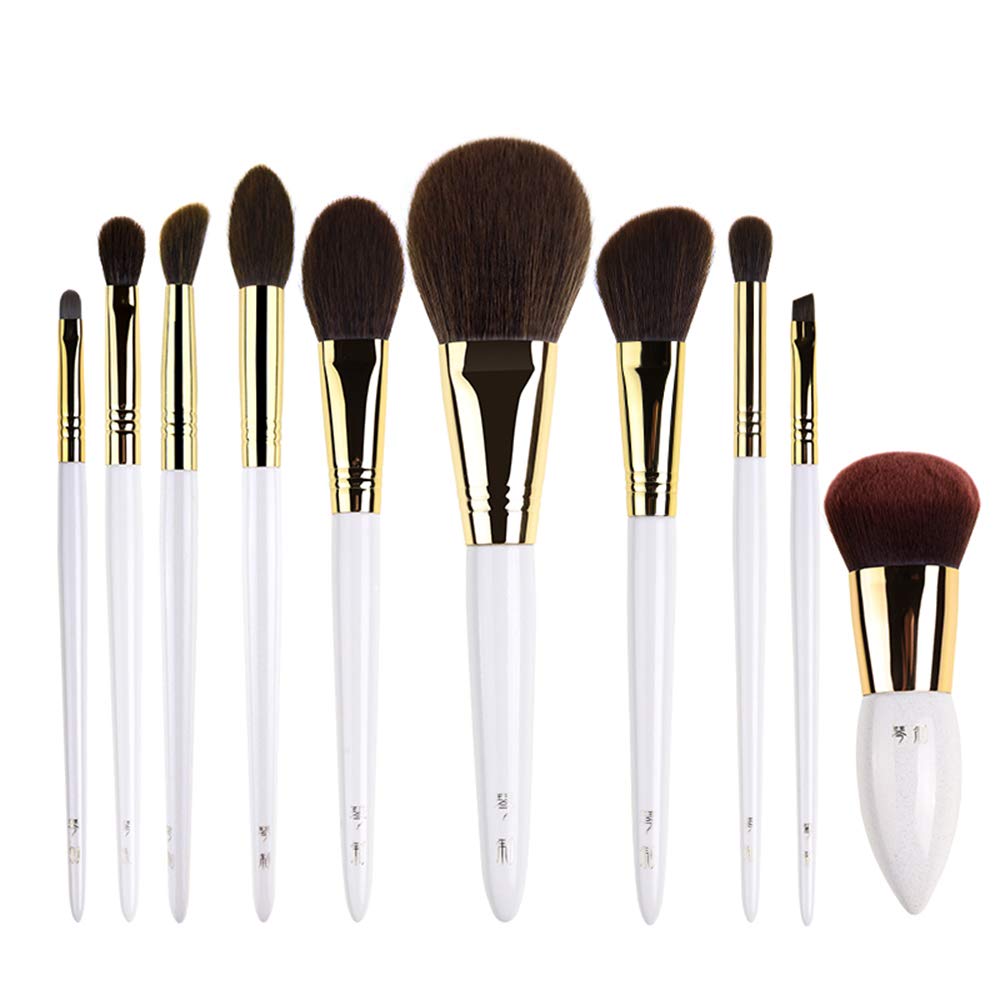 ZYFF huazhuangshua Pinceles de maquillaje, 10 piezas de regalo Juego de cepillos de belleza Cosmetic Brush Collection Sombra de ojos Base de maquillaje Mezclador de contorno corrector Blush, para dama