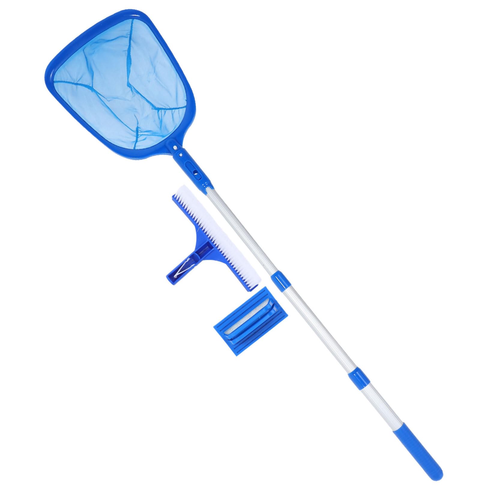 HANABASS Pool Skimmer Satz für Effektive Reinigung Pool Bodensauger mit Teleskopstange Schwammbürste aus Nylon und Aluminiumlegierung von Poolwänden und Poolböden