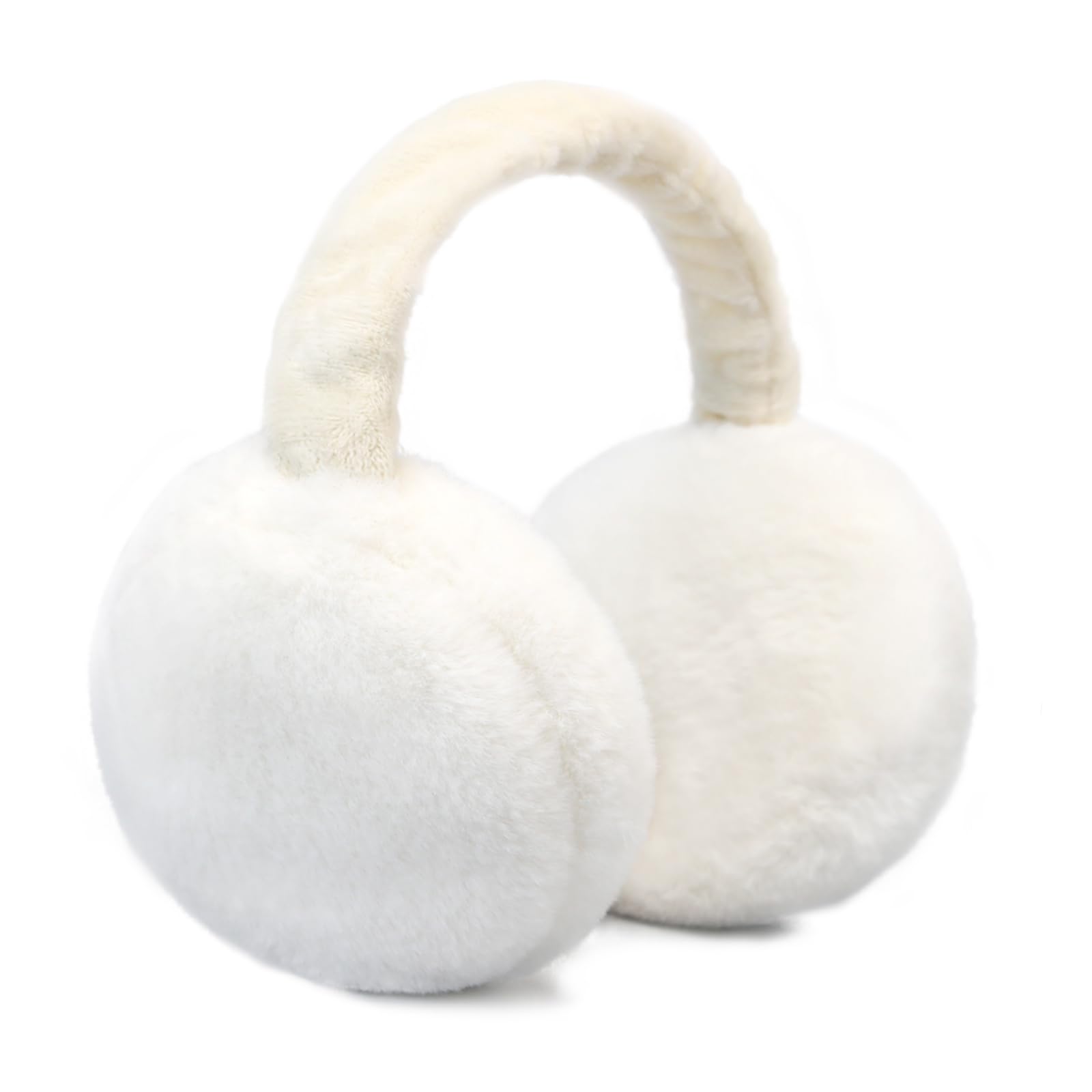 Onmygogo Pluche oorbeschermer van imitatiebont voor de winter, zacht, warm en opvouwbaar, Zwart, On eaverage size