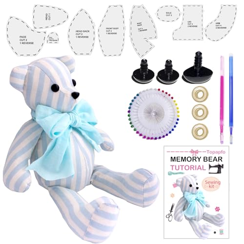 18 Inch Memory Bear Patterns Templates for Sewing Beginners Teddy Bear Stuffed Animal Pattern with Safety Eyes Noses Pins (18 Inch)