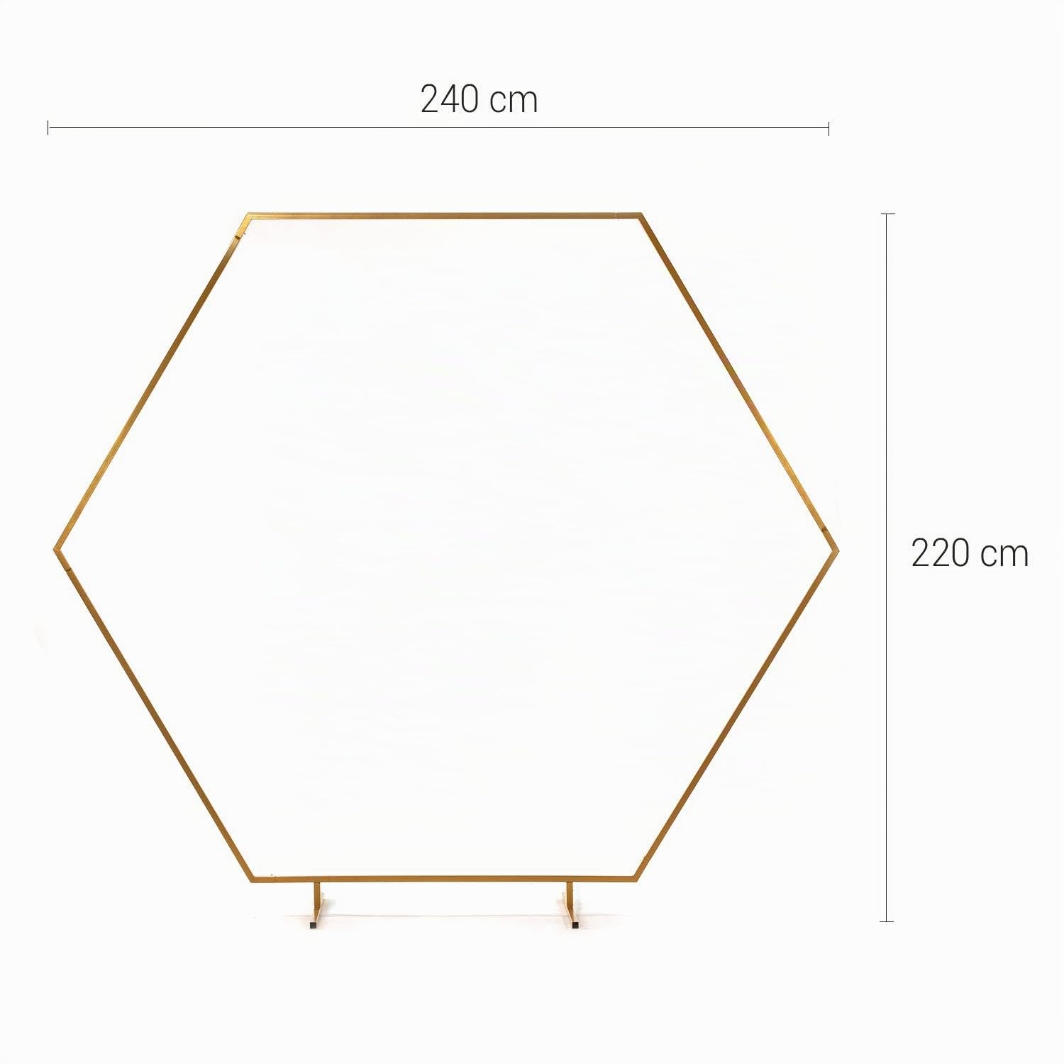 Arche Hexagonale en Acier pour Cérémonie de Mariage - H 220 cm x L 240 cm (Dorée)