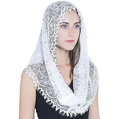 White Infinity Scarf Mantilla - Catholic Veil Church Veil Head Covering Latin Mass Cover