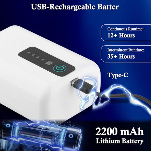 Image of Battery Powered Aquarium Air Pump, Aerator for Bait Bucket 2W 48GPH