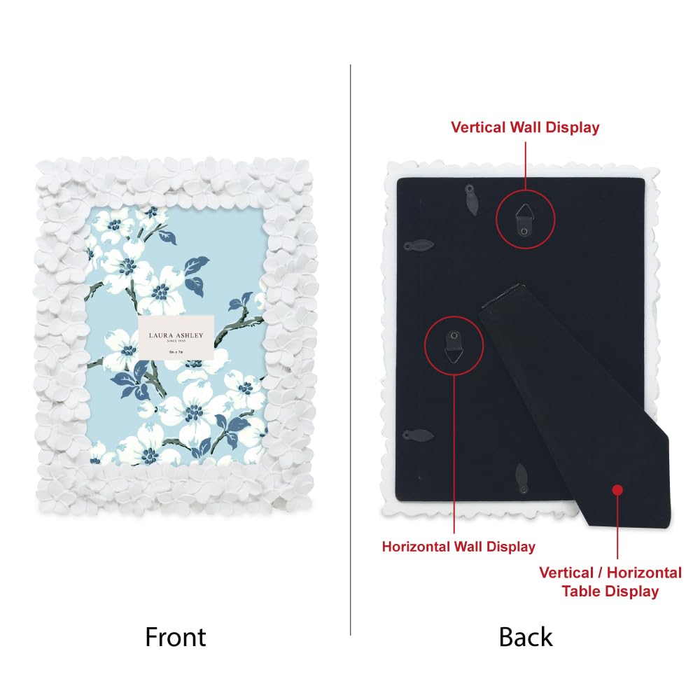 Amazon.co.jp: Laura Ashley 5x7 ホワイトフラワーテクスチャード