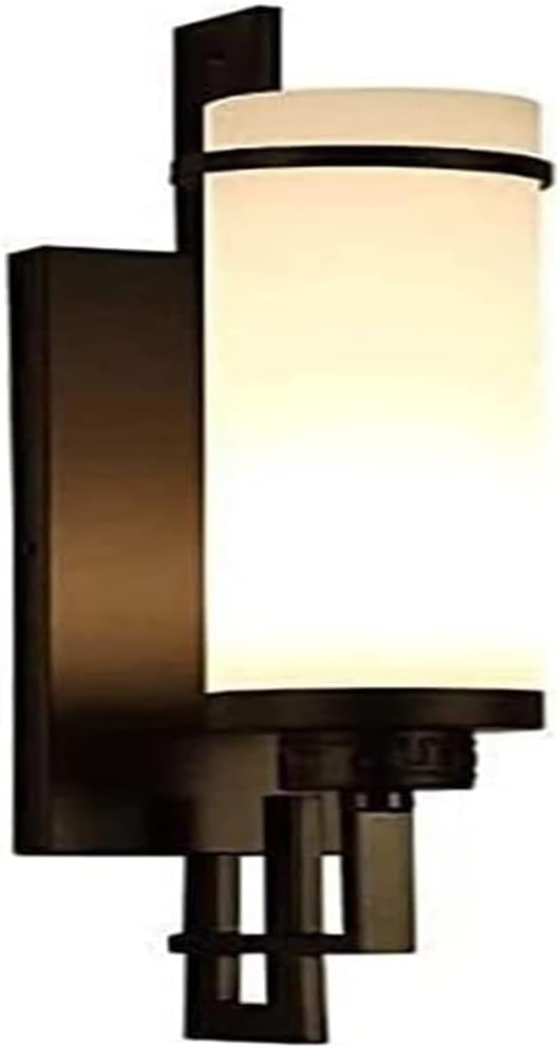 CWCQGH Chinese Style Wall Lights Iron Indoor Lighting Cylindrical Glass Shade Wall Mount Sconce Candle Fixture,Dark