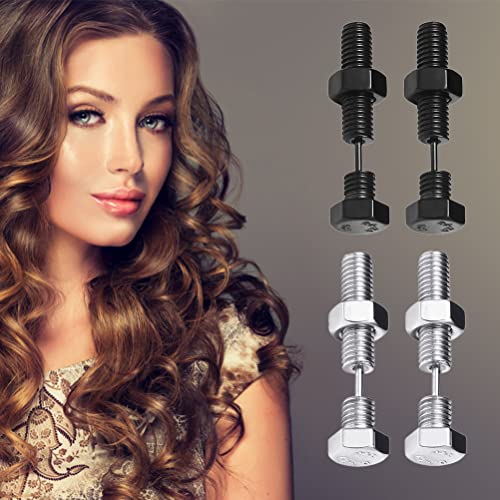 2 pares de brincos redondos e femininos, alargadores de orelha estilo punk hip hop para homens e mul