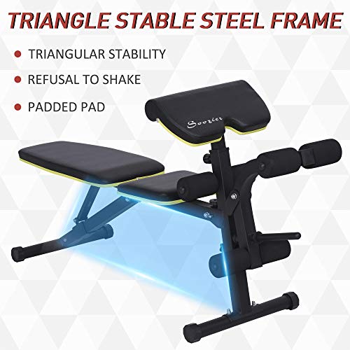Soozier Adjustable Sit-Up Dumbbell Bench Multi-Functional Purpose Hyper Extension Bench with Adjustable Seat and Back Angle