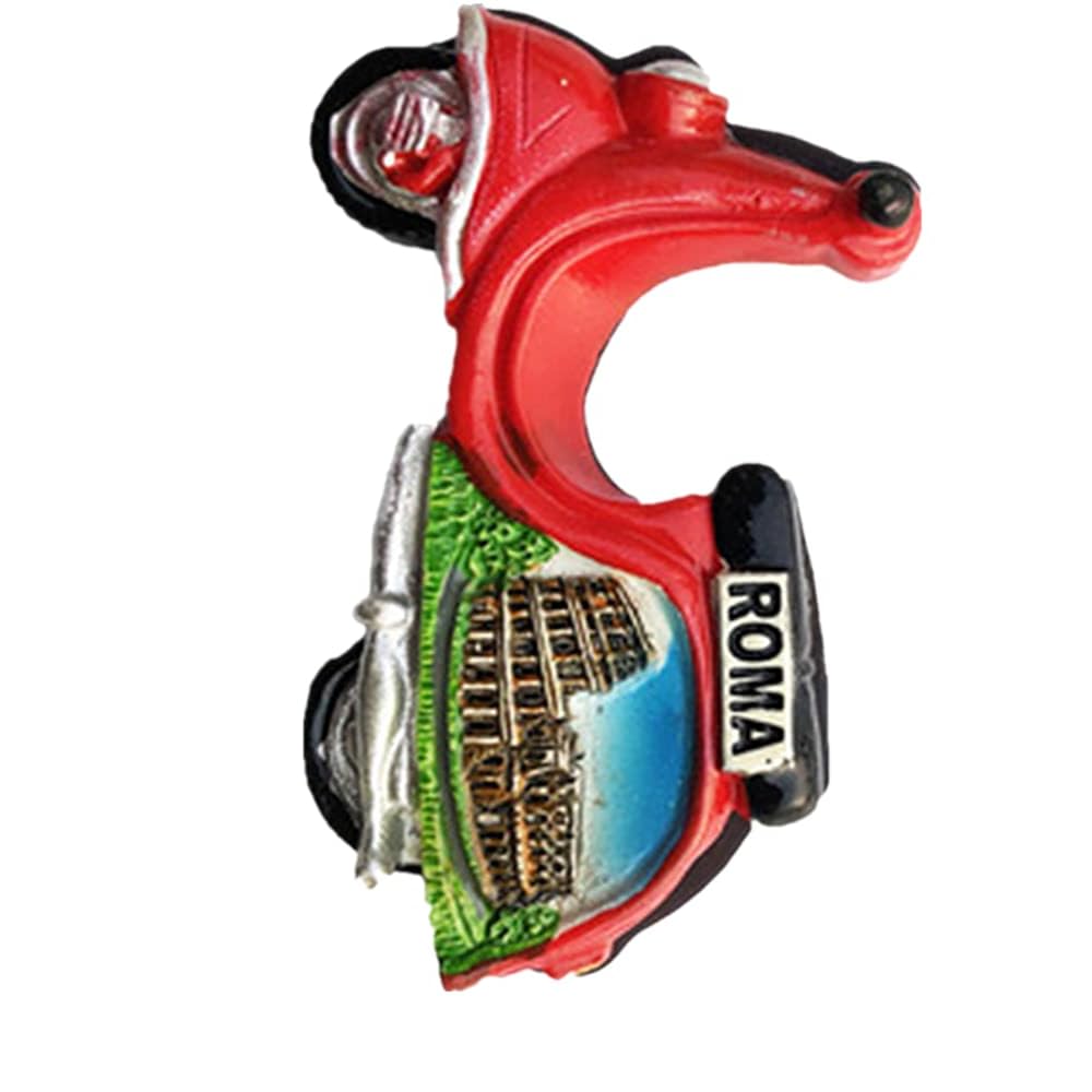 Calamita da frigorifero 3D a forma di moto Roma Italia, souvenir turistico, decorazione da cucina, decorazione dipinta a mano