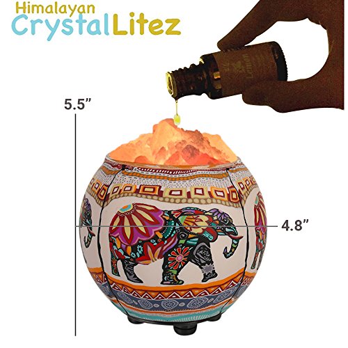 Image of Himalayan CrystalLitez Himalayan Salt Lamp with UL Listed Dimmer Cord, Original Salt Crystals in A Handcrafted Artisan Bowl, Aromatherapy Salt Lamp (Ethnic Elephant)
