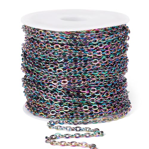 33FT 2mm Colorful Stainless Steel Cable Chains Bulk for Jewelry Making